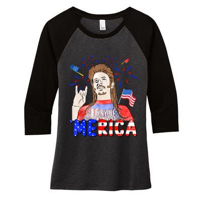 Happy 4th Of July Merica Funny Joe American Flag Women's Tri-Blend 3/4-Sleeve Raglan Shirt