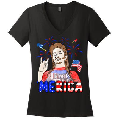 Happy 4th Of July Merica Funny Joe American Flag Women's V-Neck T-Shirt