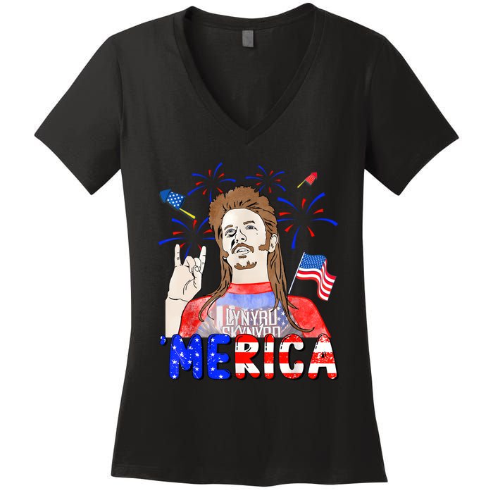 Happy 4th Of July Merica Funny Joe American Flag Women's V-Neck T-Shirt