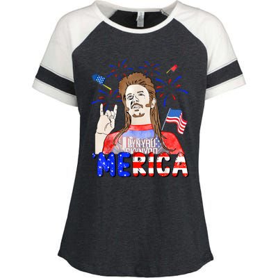 Happy 4th Of July Merica Funny Joe American Flag Enza Ladies Jersey Colorblock Tee