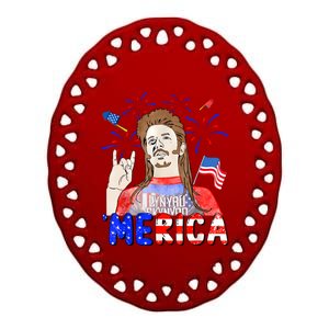 Happy 4th Of July Merica Funny Joe American Flag Ceramic Oval Ornament