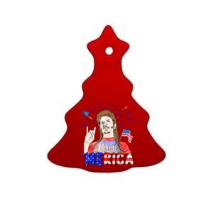 Happy 4th Of July Merica Funny Joe American Flag Ceramic Tree Ornament