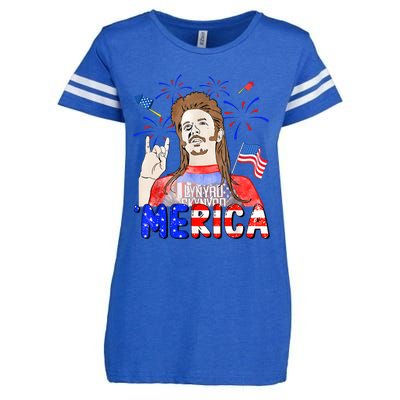 Happy 4th Of July Merica Funny Joe American Flag Enza Ladies Jersey Football T-Shirt