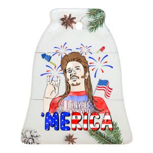 Happy 4th Of July Merica Funny Joe American Flag Ceramic Bell Ornament