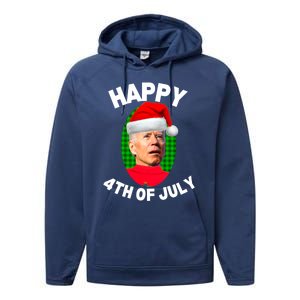 Happy 4th Of July Funny Christmas Xmas Joe Biden President Gift Performance Fleece Hoodie