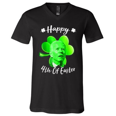 Happy 4th Of Easter Confused Funny Joe Biden St Patricks Day V-Neck T-Shirt