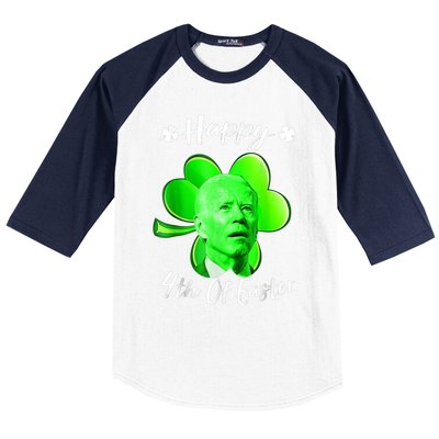 Happy 4th Of Easter Confused Funny Joe Biden St Patricks Day Baseball Sleeve Shirt