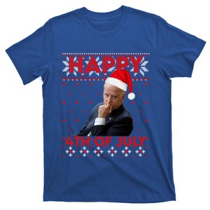 Happy 4th Of July Santa Hat Joe Biden Ugly Christmas Gift T-Shirt