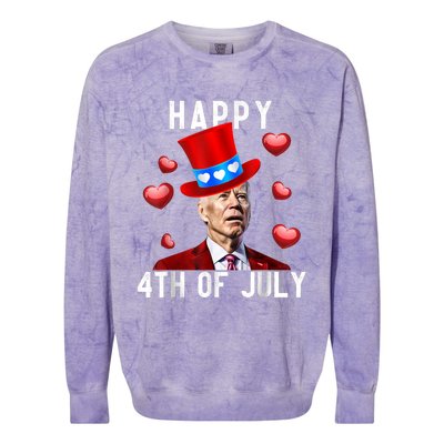 Happy 4th Of July Confused Funny Joe Biden Valentine's Day Colorblast Crewneck Sweatshirt