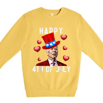 Happy 4th Of July Confused Funny Joe Biden Valentine's Day Premium Crewneck Sweatshirt