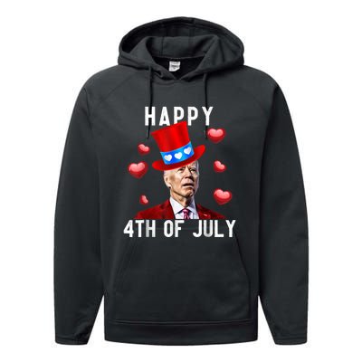 Happy 4th Of July Confused Funny Joe Biden Valentine's Day Performance Fleece Hoodie