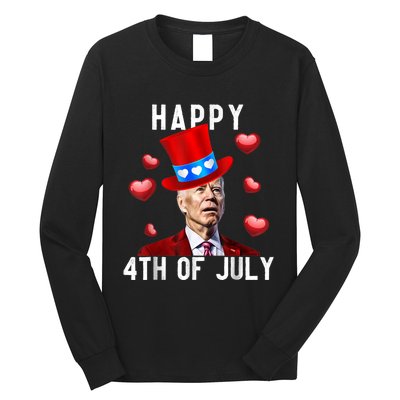 Happy 4th Of July Confused Funny Joe Biden Valentine's Day Long Sleeve Shirt