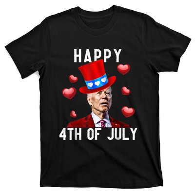 Happy 4th Of July Confused Funny Joe Biden Valentine's Day T-Shirt