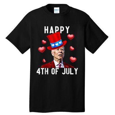 Happy 4th Of July Confused Funny Joe Biden Valentine's Day Tall T-Shirt