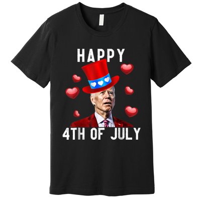 Happy 4th Of July Confused Funny Joe Biden Valentine's Day Premium T-Shirt