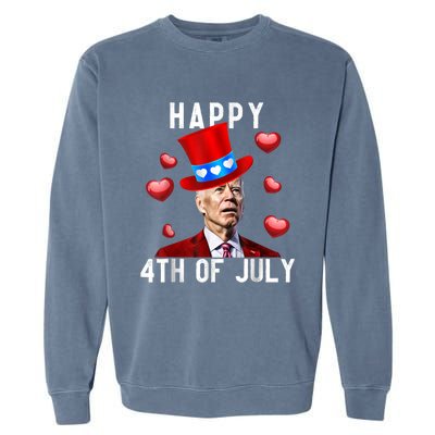 Happy 4th Of July Confused Funny Joe Biden Valentine's Day Garment-Dyed Sweatshirt