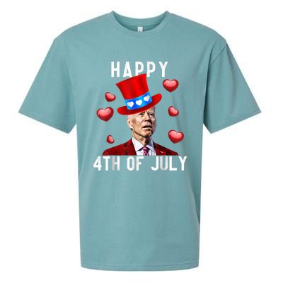 Happy 4th Of July Confused Funny Joe Biden Valentine's Day Sueded Cloud Jersey T-Shirt