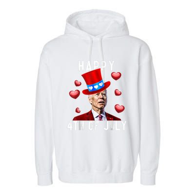 Happy 4th Of July Confused Funny Joe Biden Valentine's Day Garment-Dyed Fleece Hoodie