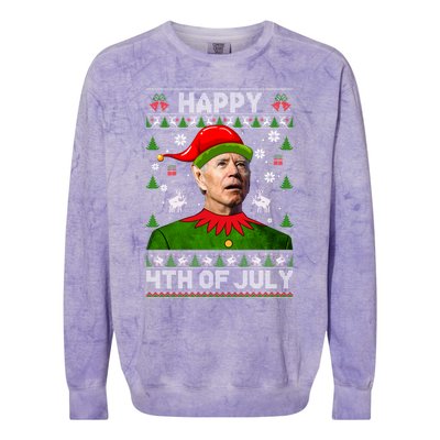 Happy 4th Of July Funny Joe Biden Ugly Christmas Gift Colorblast Crewneck Sweatshirt