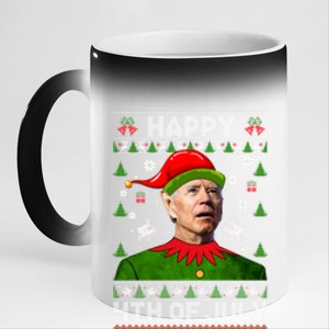 Happy 4th Of July Funny Joe Biden Ugly Christmas Gift 11oz Black Color Changing Mug