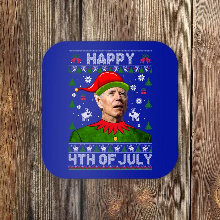 Happy 4th Of July Funny Joe Biden Ugly Christmas Gift Coaster