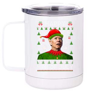 Happy 4th Of July Funny Joe Biden Ugly Christmas Gift 12 oz Stainless Steel Tumbler Cup