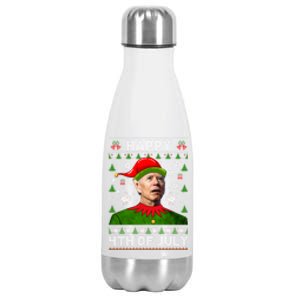 Happy 4th Of July Funny Joe Biden Ugly Christmas Gift Stainless Steel Insulated Water Bottle