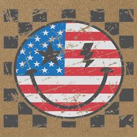 Happy 4th Of July Groovy Smile Face Red White Blue Usa Flag Cotton Canvas Backpack