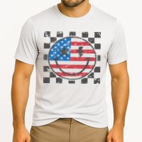 Happy 4th Of July Groovy Smile Face Red White Blue Usa Flag Cooling Performance Crew T-Shirt