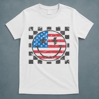 Happy 4th Of July Groovy Smile Face Red White Blue Usa Flag T-Shirt