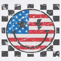 Happy 4th Of July Groovy Smile Face Red White Blue Usa Flag T-Shirt