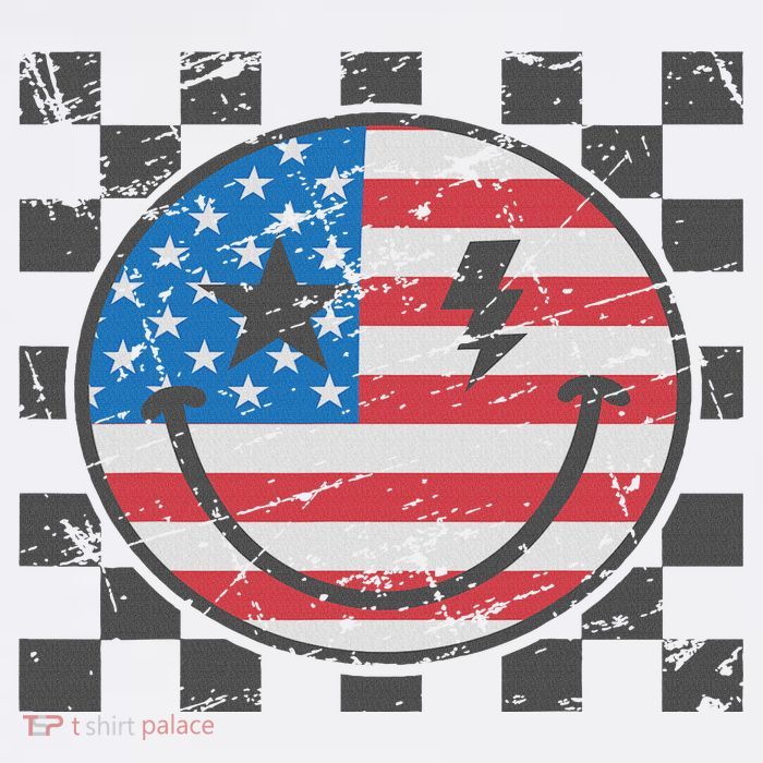 Happy 4th Of July Groovy Smile Face Red White Blue Usa Flag Tall T-Shirt