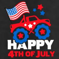 Happy 4th Of July Monster Truck American Flag 7 Panel Mesh Trucker Snapback Hat