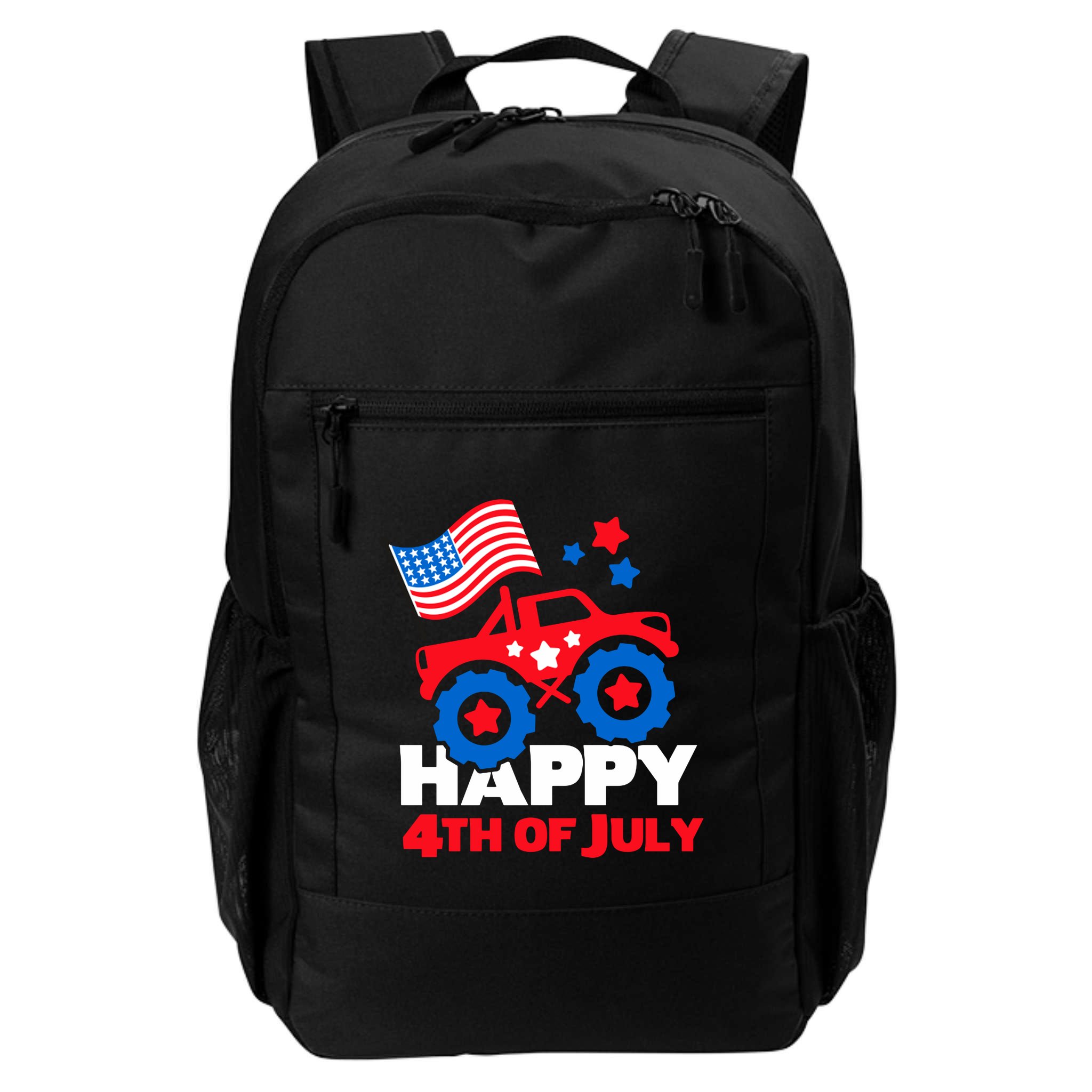 Happy 4th Of July Monster Truck American Flag Backpack