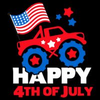 Happy 4th Of July Monster Truck American Flag Drawstring Bag