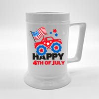 Happy 4th Of July Monster Truck American Flag Beer Stein