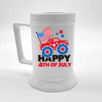 Happy 4th Of July Monster Truck American Flag Beer Stein