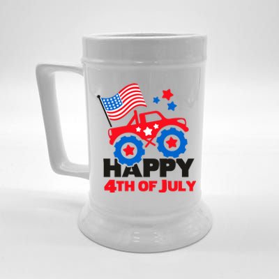 Happy 4th Of July Monster Truck American Flag Beer Stein