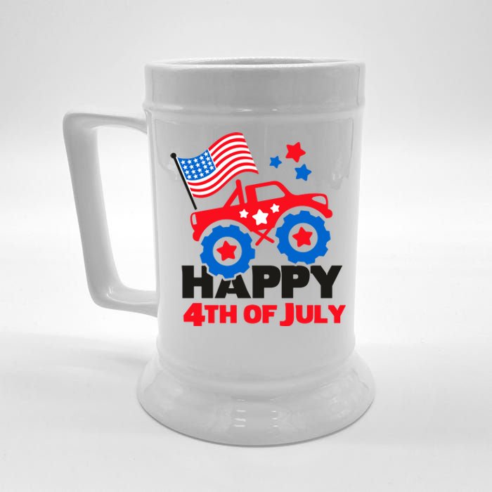 Happy 4th Of July Monster Truck American Flag Beer Stein