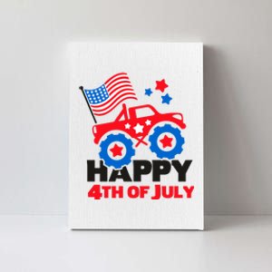 Happy 4th Of July Monster Truck American Flag Canvas