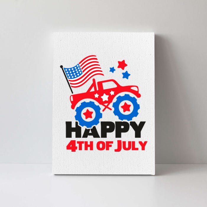 Happy 4th Of July Monster Truck American Flag Canvas