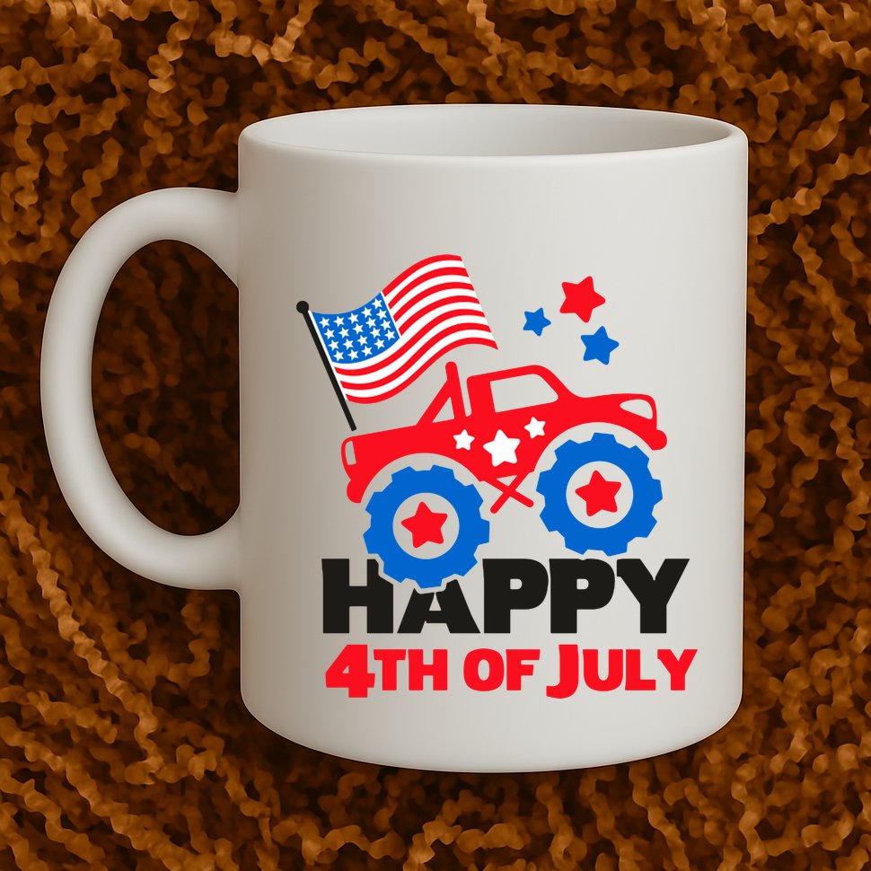 Happy 4th Of July Monster Truck American Flag Mug
