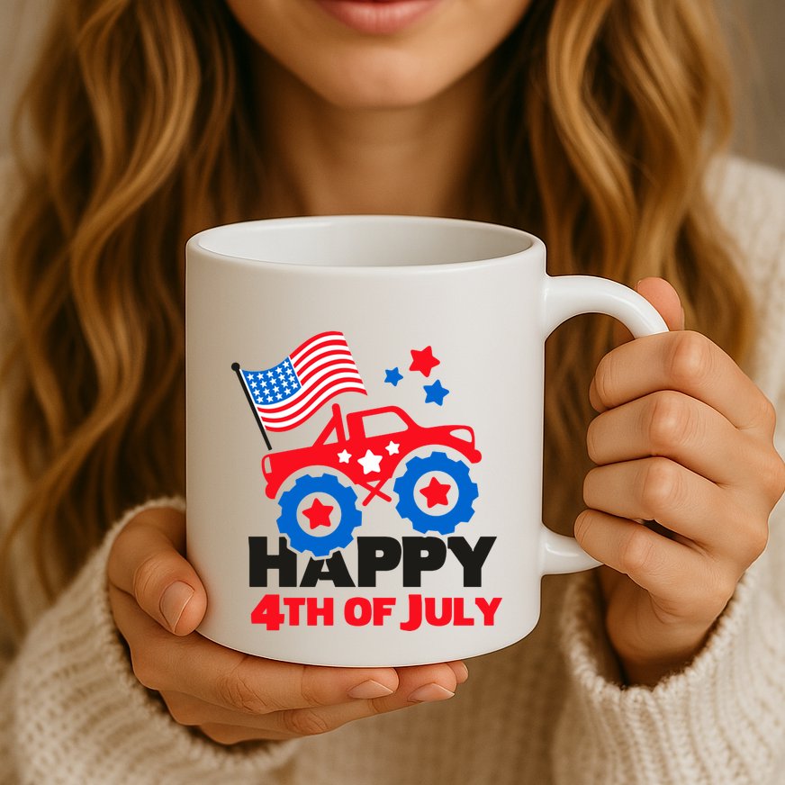 Happy 4th Of July Monster Truck American Flag Mug