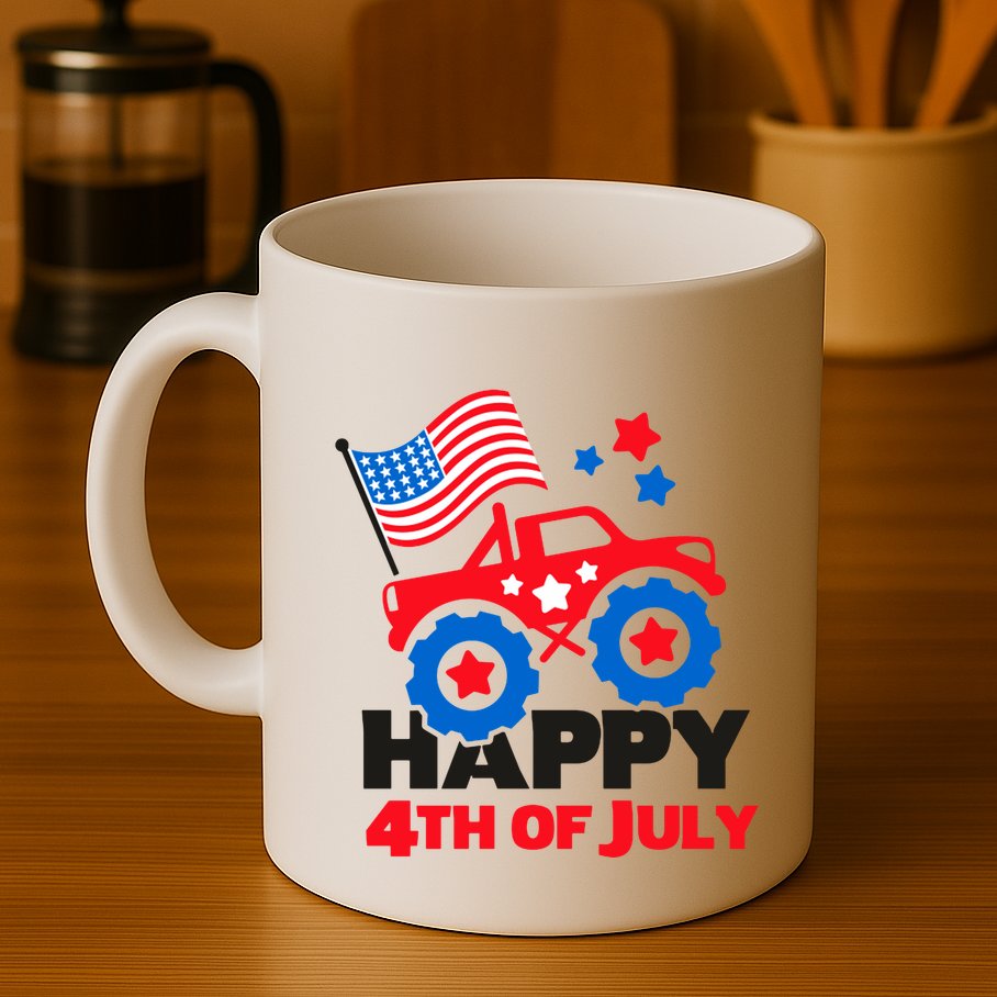 Happy 4th Of July Monster Truck American Flag Mug