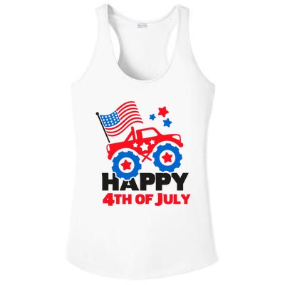 Happy 4th Of July Monster Truck American Flag Ladies PosiCharge Competitor Racerback Tank