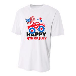 Happy 4th Of July Monster Truck American Flag Youth Performance Sprint T-Shirt