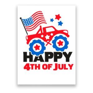 Happy 4th Of July Monster Truck American Flag Poster