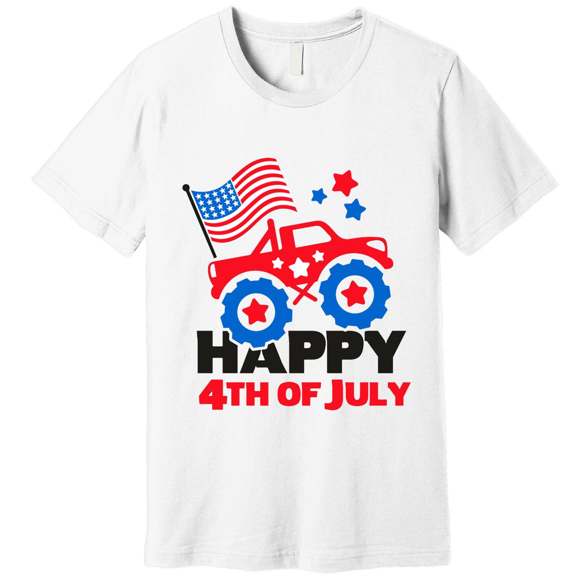 Happy 4th Of July Monster Truck American Flag Premium T-Shirt