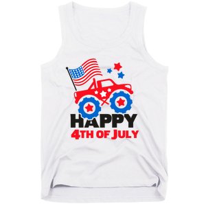 Happy 4th Of July Monster Truck American Flag Tank Top