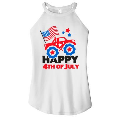 Happy 4th Of July Monster Truck American Flag Women’s Perfect Tri Rocker Tank